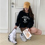 ブラック | 【秋】サーフィンドッグプリントスウェット レディース ゆったりシルエット | 17kg