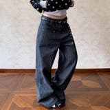 【秋】ストライプデニムパンツ 男女兼用 ハイウエスト ストレート | 17kg | 詳細画像2 