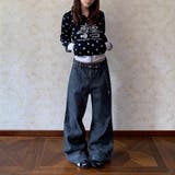 【秋】ストライプデニムパンツ 男女兼用 ハイウエスト ストレート | 17kg | 詳細画像5 