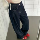 【秋】ダークブルーワイドデニムパンツ レディース ハイウエスト ロング丈 | 17kg | 詳細画像4 