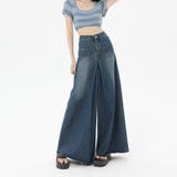 一癖あるレトロ裾幅の広いスカート錯視ワイドレッグロングデニムパンツ | 17kg | 詳細画像10