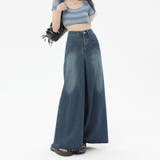 一癖あるレトロ裾幅の広いスカート錯視ワイドレッグロングデニムパンツ | 17kg | 詳細画像6