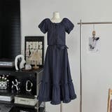 デニム綿生地 優しい雰囲気が漂うレースアップトップス&蝶結びスカート セット | 17kg | 詳細画像6 