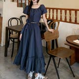 デニム綿生地 優しい雰囲気が漂うレースアップトップス&蝶結びスカート セット | 17kg | 詳細画像10 