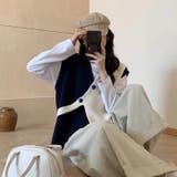 【SHOPLIST限定】大人っぽい斜めボタンVネックベストカーディガン | 17kg | 詳細画像8 