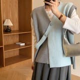 【SHOPLIST限定】大人っぽい斜めボタンVネックベストカーディガン | 17kg | 詳細画像6 