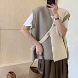【SHOPLIST限定】大人っぽい斜めボタンVネックベストカーディガン | 17kg | 詳細画像7 