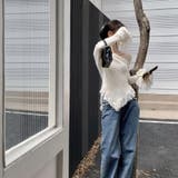 女性らしい印象の2wayVネック裾フリンジニットセーター | 17kg | 詳細画像10 