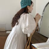 レースのパッチワークが施されたゆったりとした灯籠袖のハイウエストワンピース | 17kg | 詳細画像22 
