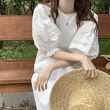 レースのパッチワークが施されたゆったりとした灯籠袖のハイウエストワンピース | 17kg | 詳細画像28 