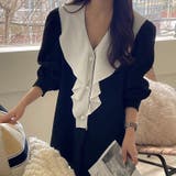 【SHOPLIST限定】Vネックの荷葉エッジワンピース | 17kg | 詳細画像10 