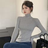 スリムでスタイリッシュなショート丈の高い襟元の起毛リブコットン長袖インナーシャツ… | 17kg | 詳細画像13 