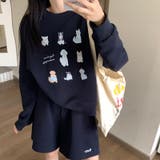 【SHOPLIST限定】犬のプリントが入ったラウンドネックのゆったりとしたパーカ… | 17kg | 詳細画像15