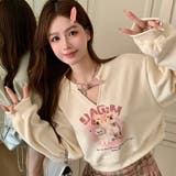 カートゥンプリント長袖のスウェットトップスと、ハイウエスト甘辛いミディスカート | 17kg | 詳細画像13 