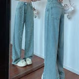 パール付きデザイン感のあるハイウエストでスリムなストレートレッグのデニムパンツ | 17kg | 詳細画像5