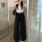 パール付きデザイン感のあるハイウエストでスリムなストレートレッグのデニムパンツ | 17kg | 詳細画像11