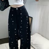 パール付きデザイン感のあるハイウエストでスリムなストレートレッグのデニムパンツ | 17kg | 詳細画像13