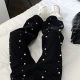 パール付きデザイン感のあるハイウエストでスリムなストレートレッグのデニムパンツ | 17kg | 詳細画像2