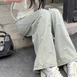 パール付きデザイン感のあるハイウエストでスリムなストレートレッグのデニムパンツ | 17kg | 詳細画像5