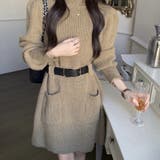 個性的な柔らかい風合いのダブルポケット、ウエストを引き締めてニットワンピース | 17kg | 詳細画像8 