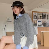 【SHOPLIST限定】学院風丸襟ショート丈編みセーターニットカーディガン | 17kg | 詳細画像10