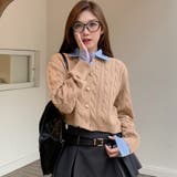 【SHOPLIST限定】学院風丸襟ショート丈編みセーターニットカーディガン | 17kg | 詳細画像17