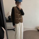 【SHOPLIST限定】レトロな木製ボタンのひょうたん型ベストジャケット | 17kg | 詳細画像17 