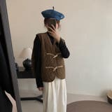 【SHOPLIST限定】レトロな木製ボタンのひょうたん型ベストジャケット | 17kg | 詳細画像18 