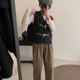 【SHOPLIST限定】レトロな木製ボタンのひょうたん型ベストジャケット | 17kg | 詳細画像3 