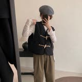 【SHOPLIST限定】レトロな木製ボタンのひょうたん型ベストジャケット | 17kg | 詳細画像4 