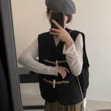 【SHOPLIST限定】レトロな木製ボタンのひょうたん型ベストジャケット | 17kg | 詳細画像5 