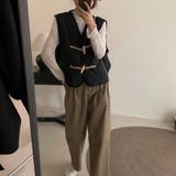 【SHOPLIST限定】レトロな木製ボタンのひょうたん型ベストジャケット | 17kg | 詳細画像6 