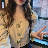 秋の優しい雰囲気を持つレトロ風コーデュロイ刺繍入りパフスリーブ長袖シャツ | 17kg | 詳細画像12 