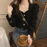 秋の優しい雰囲気を持つレトロ風コーデュロイ刺繍入りパフスリーブ長袖シャツ | 17kg | 詳細画像7 
