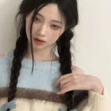 秋の優しい雰囲気を持つ柔らかなオフショルダーボーダー柄セーター | 17kg | 詳細画像7 