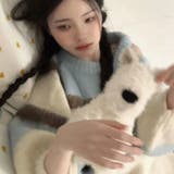 秋の優しい雰囲気を持つ柔らかなオフショルダーボーダー柄セーター | 17kg | 詳細画像9 