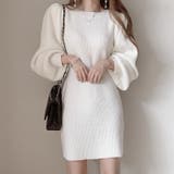 【SHOPLIST限定】パフスリーブリブニットドレス結婚式ゲスト年末スリムニット… | 17kg | 詳細画像11 