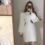 【SHOPLIST限定】パフスリーブリブニットドレス結婚式ゲスト年末スリムニット… | 17kg | 詳細画像12 