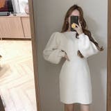 【SHOPLIST限定】パフスリーブリブニットドレス結婚式ゲスト年末スリムニット… | 17kg | 詳細画像2 