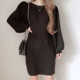 【SHOPLIST限定】パフスリーブリブニットドレス結婚式ゲスト年末スリムニット… | 17kg | 詳細画像4 