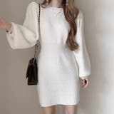 【SHOPLIST限定】パフスリーブリブニットドレス結婚式ゲスト年末スリムニット… | 17kg | 詳細画像6 