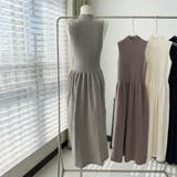韓国ファッション大人スタイル優しいスリムノースリーブニットドレス | 17kg | 詳細画像10 