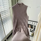 韓国ファッション大人スタイル優しいスリムノースリーブニットドレス | 17kg | 詳細画像11 