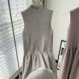 グレー | 韓国ファッション大人スタイル優しいスリムノースリーブニットドレス | 17kg