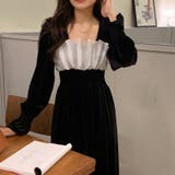 レトロ風スクエアネックプリーツウエスト痩身結婚式ゲスト年末パフスリーブベルベット… | 17kg | 詳細画像10 