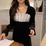 レトロ風スクエアネックプリーツウエスト痩身結婚式ゲスト年末パフスリーブベルベット… | 17kg | 詳細画像11 