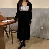 レトロ風スクエアネックプリーツウエスト痩身結婚式ゲスト年末パフスリーブベルベット… | 17kg | 詳細画像14 