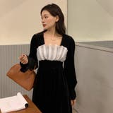 レトロ風スクエアネックプリーツウエスト痩身結婚式ゲスト年末パフスリーブベルベット… | 17kg | 詳細画像16 