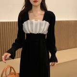 レトロ風スクエアネックプリーツウエスト痩身結婚式ゲスト年末パフスリーブベルベット… | 17kg | 詳細画像18 