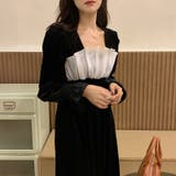 レトロ風スクエアネックプリーツウエスト痩身結婚式ゲスト年末パフスリーブベルベット… | 17kg | 詳細画像21 
